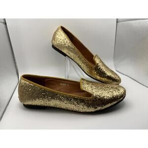 REFRESH BALLET FLATS SIZE 7 1/2 GOLD GLITTER WOMEN'S SLIP ON 7.5 LOAFERS NWOT